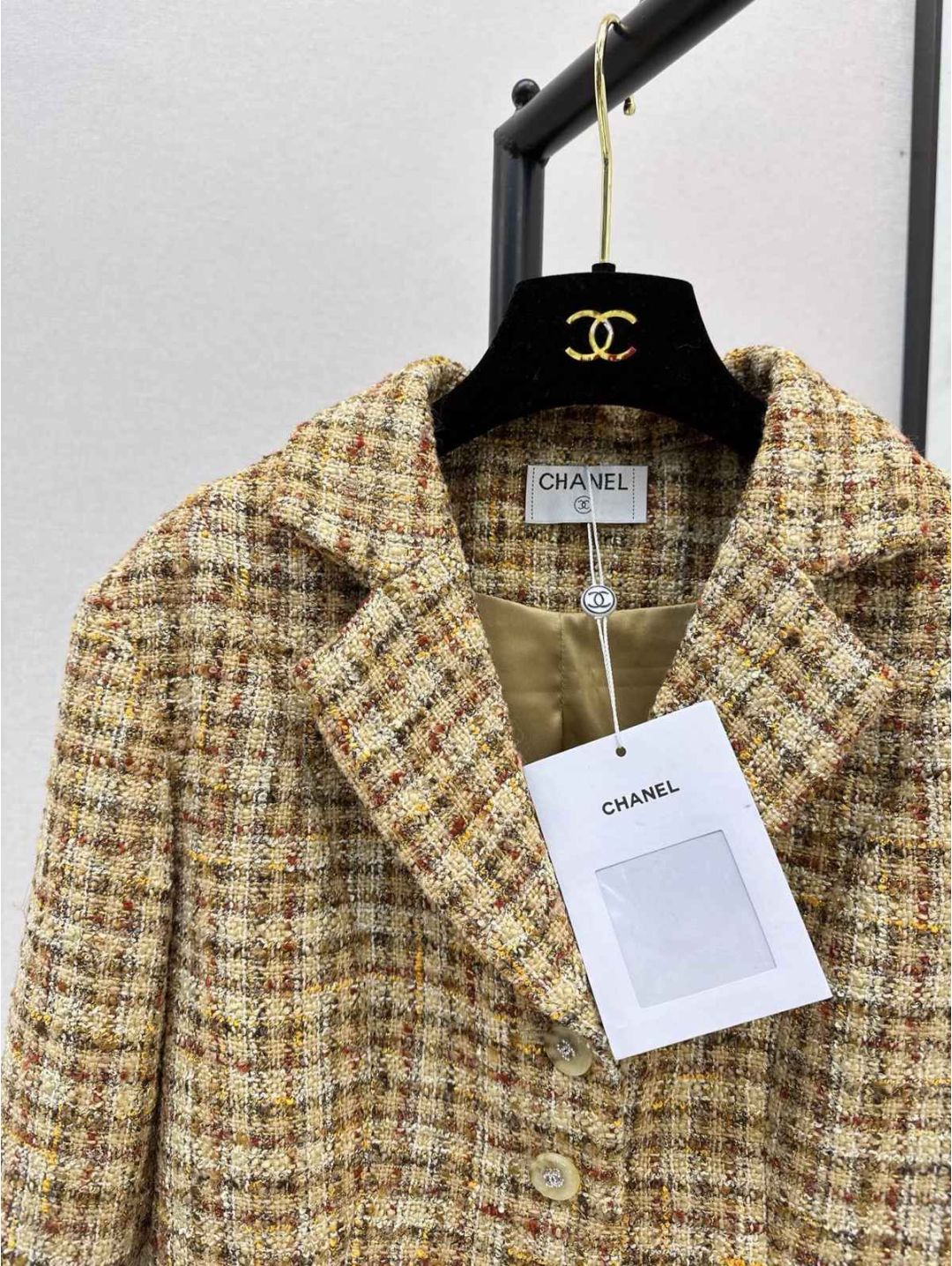 Chanel V-Neck Tweed Coat in Multicolor