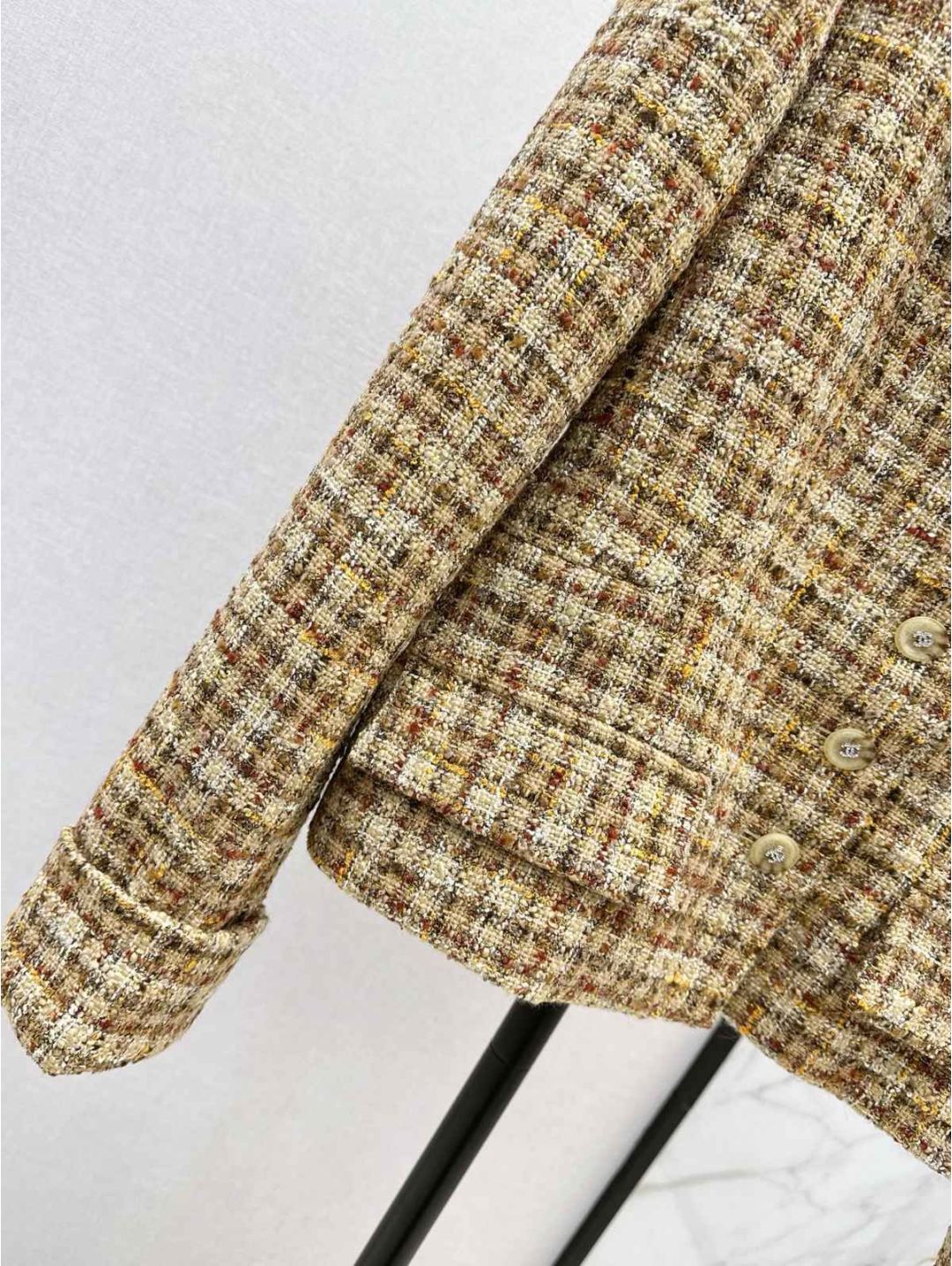Chanel V-Neck Tweed Coat in Multicolor