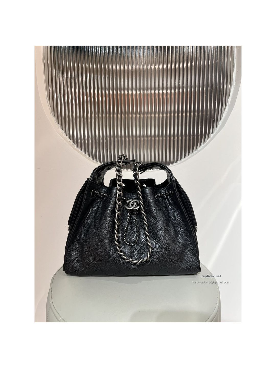 Chanel 25bag Small Black Caviar Aged Silver Hardware