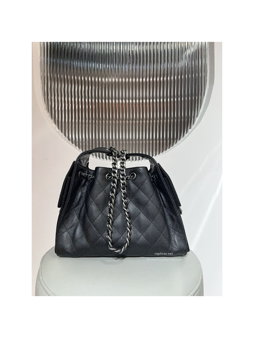 Chanel 25bag Small Black Caviar Aged Silver Hardware