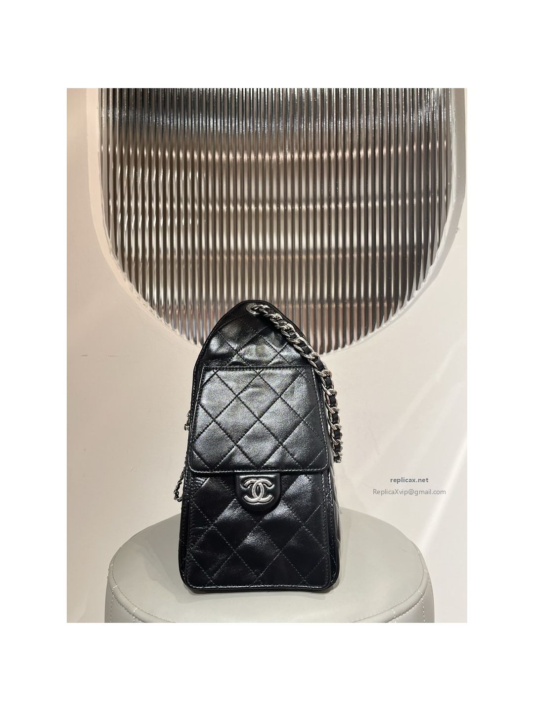 Chanel 25bag Small Black Oil-Waxed Leather Aged Silver Hardware