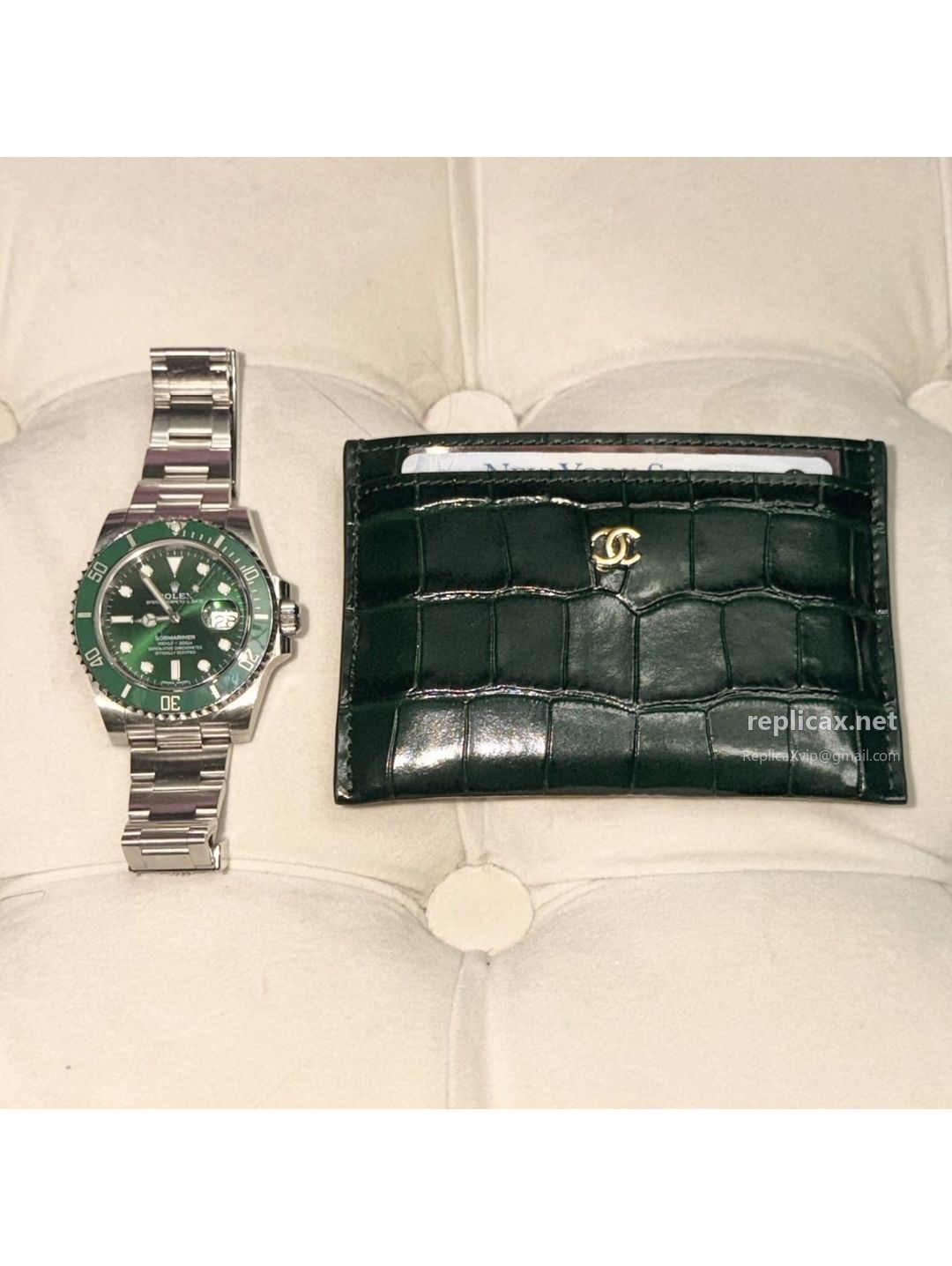 Chanel 26S Classic Card Holder Emerald Green Croc-Embossed