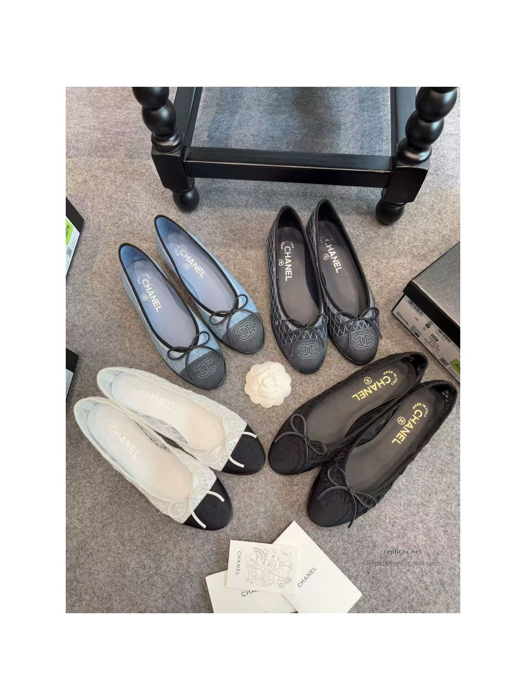 Chanel Ballet Flats Light Blue with Grey Toe G02819