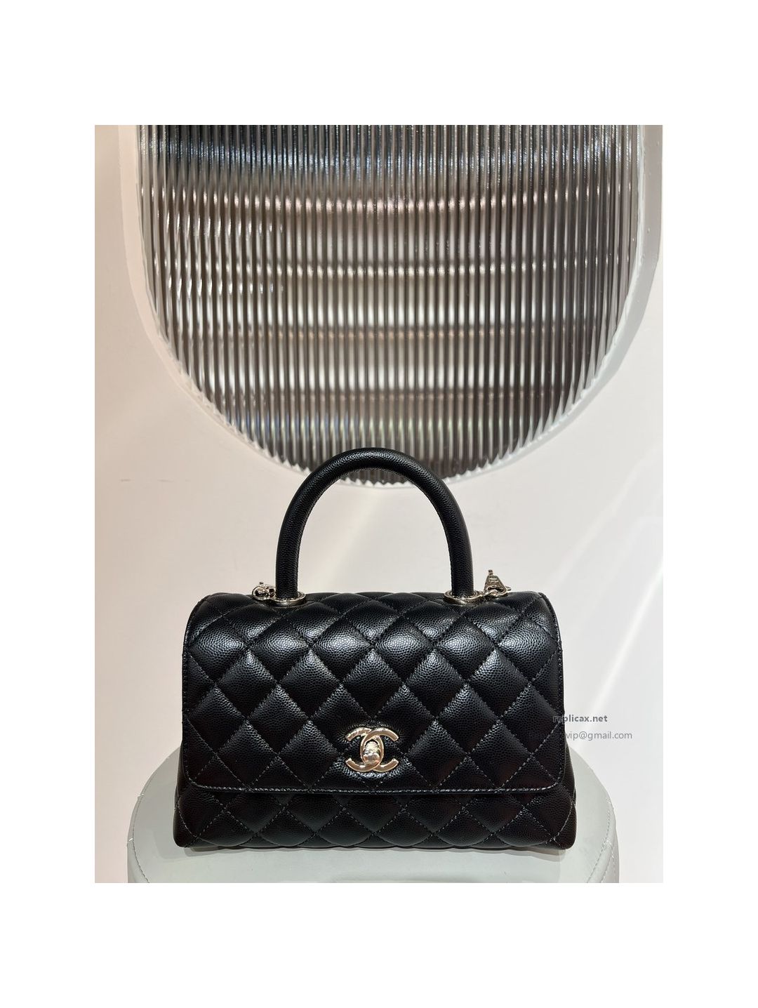 Chanel Coco Handle Small Black Caviar Light Gold Hardware