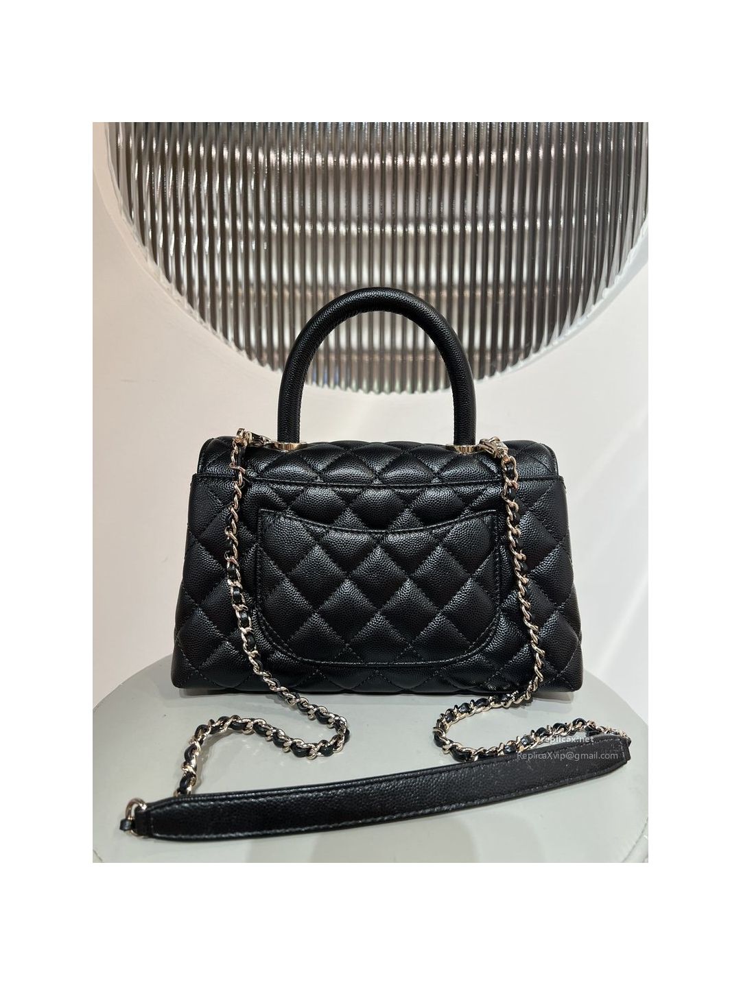 Chanel Coco Handle Small Black Caviar Light Gold Hardware