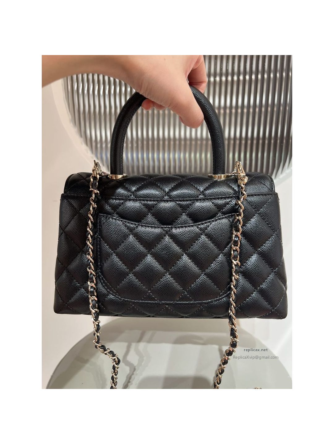 Chanel Coco Handle Small Black Caviar Light Gold Hardware