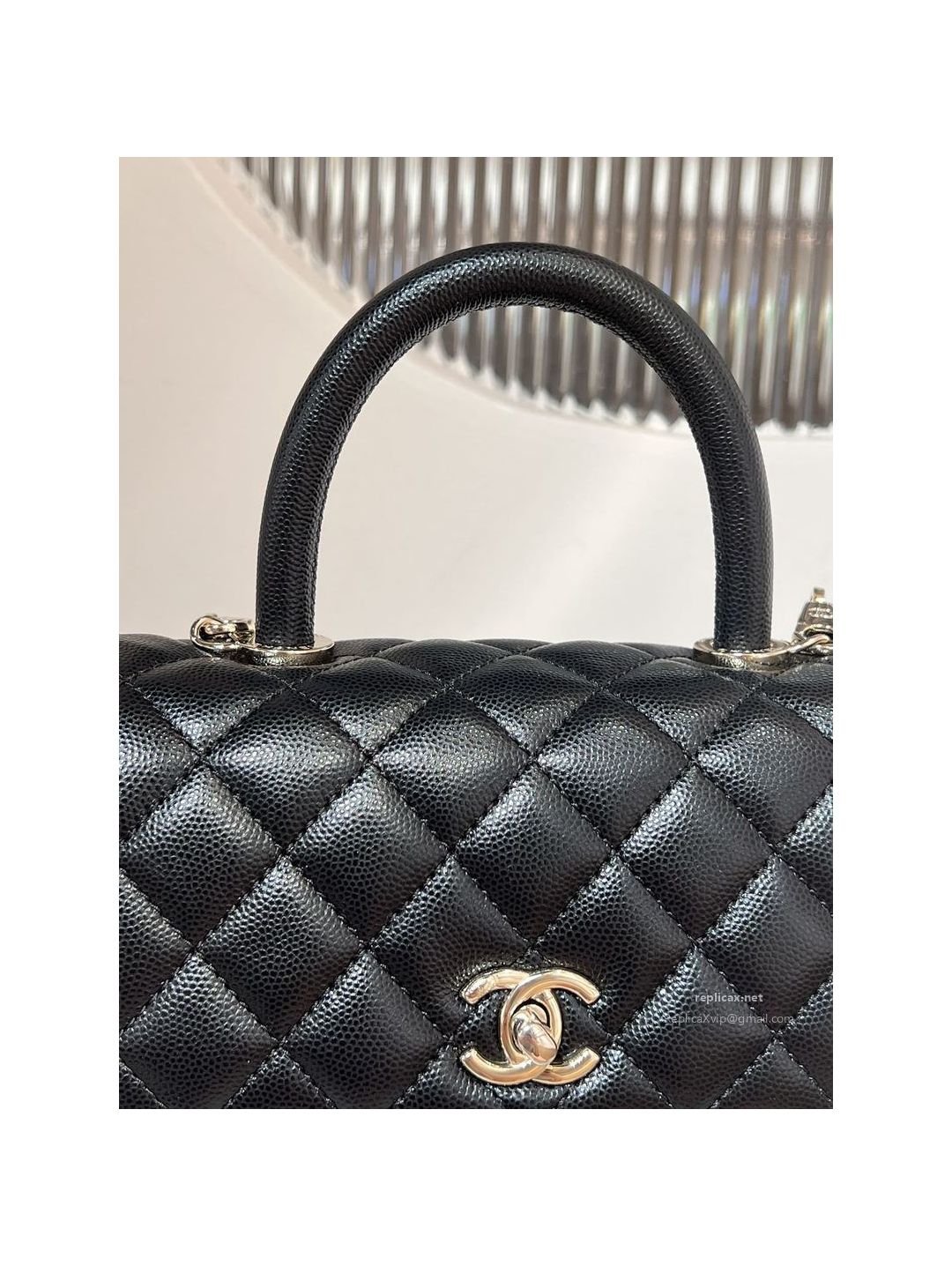Chanel Coco Handle Small Black Caviar Light Gold Hardware