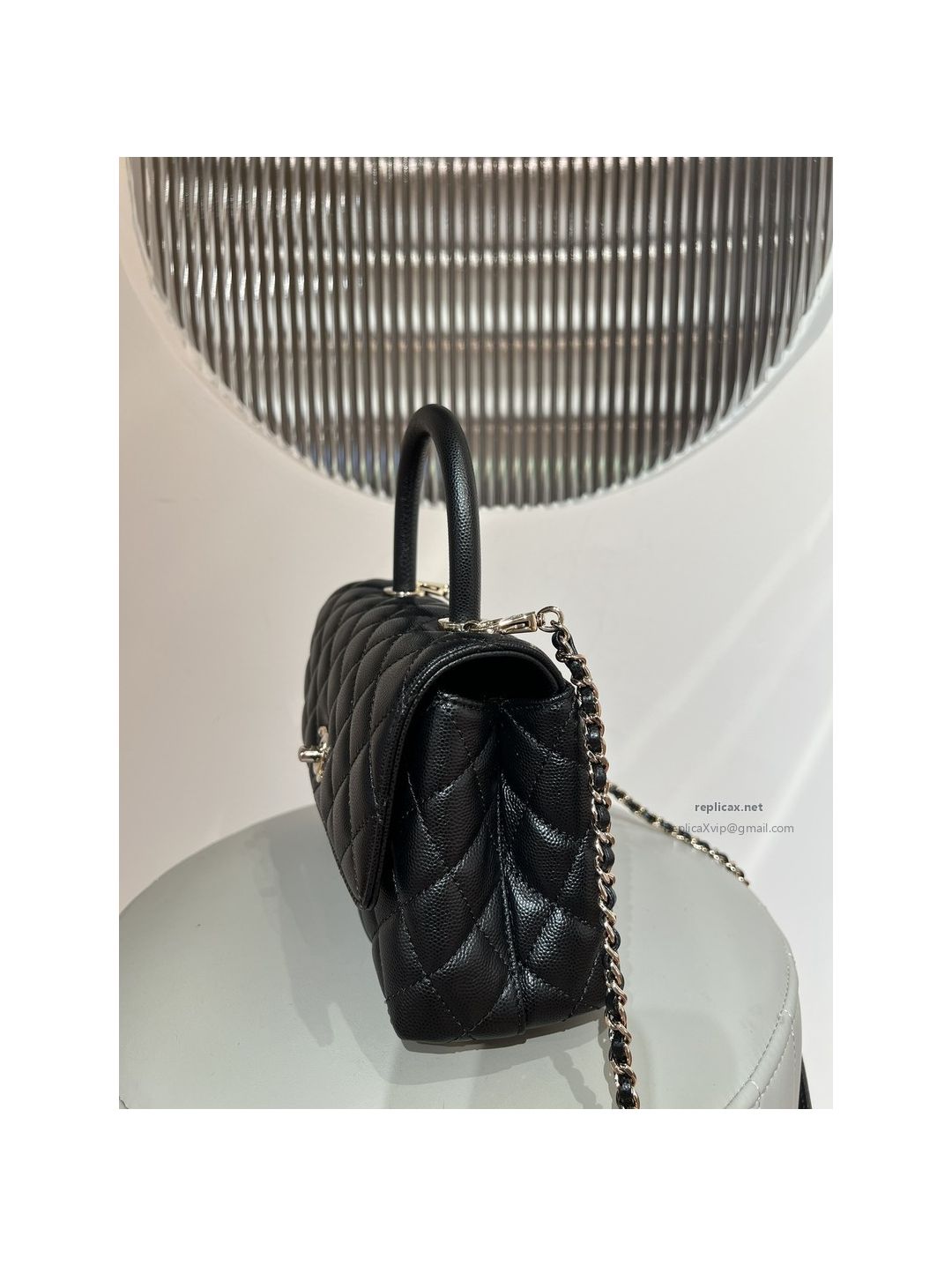 Chanel Coco Handle Small Black Caviar Light Gold Hardware
