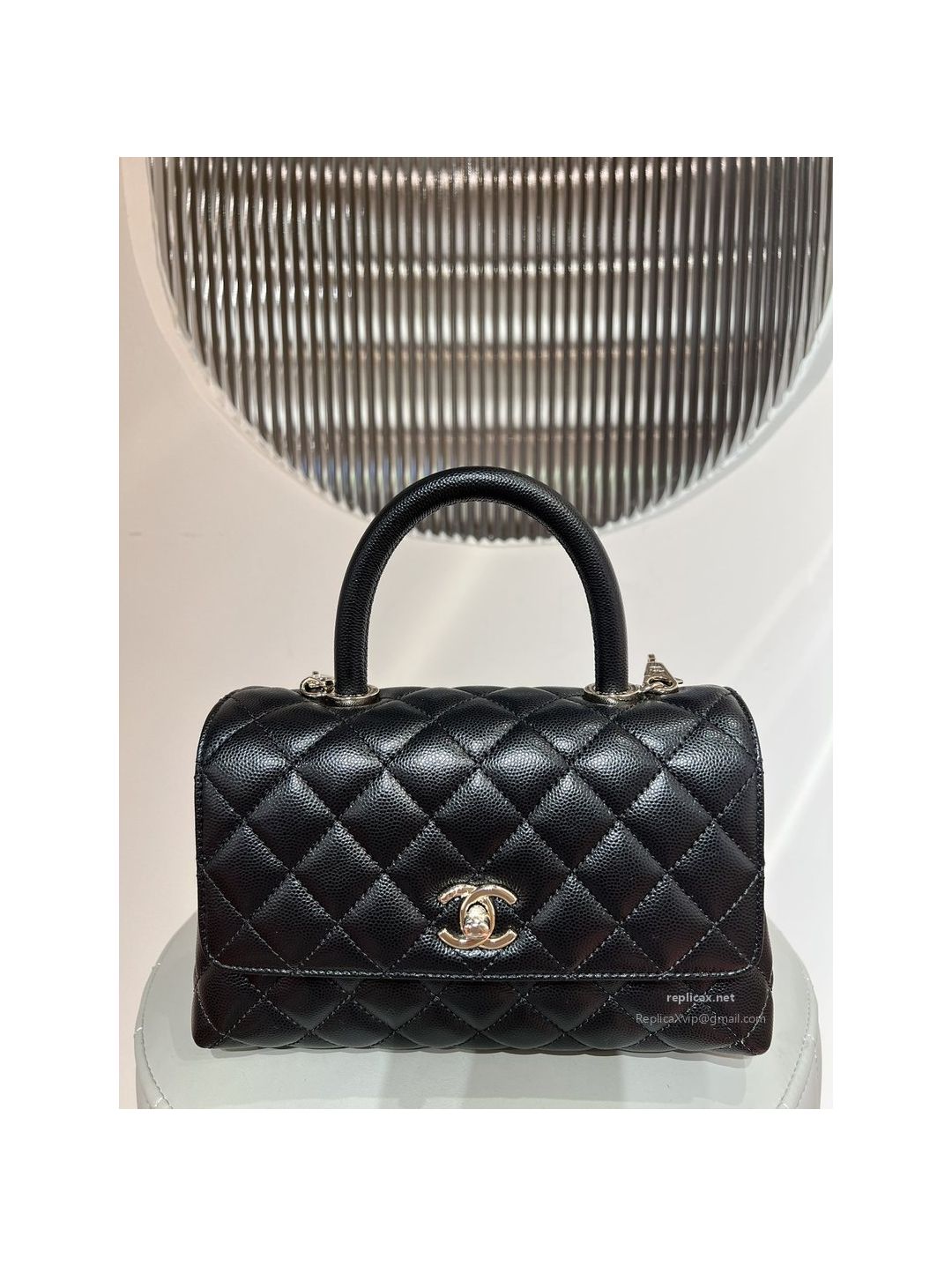 Chanel Coco Handle Small Black Caviar Light Gold Hardware