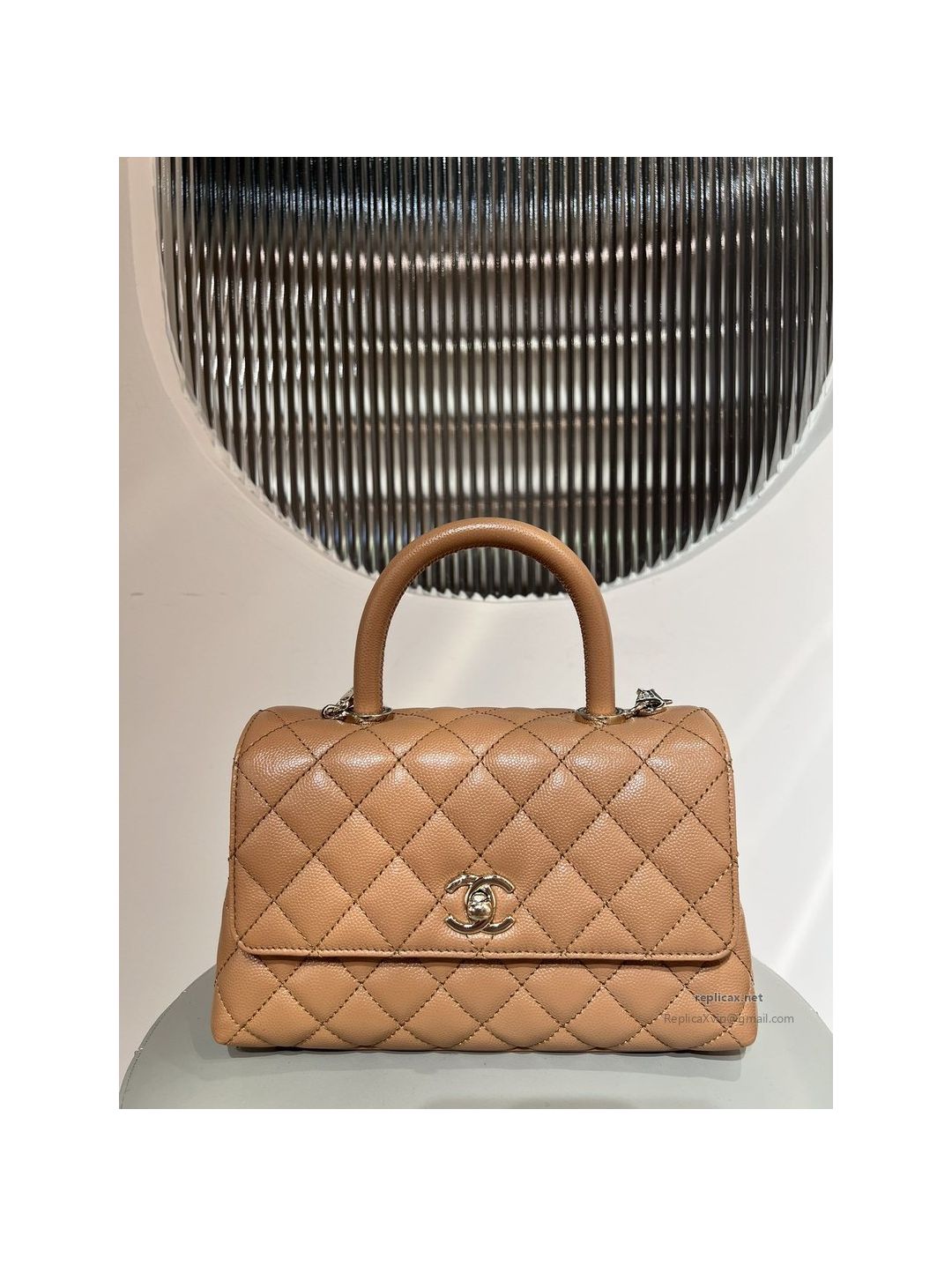 Chanel Coco Handle Small Milk Tea Caviar Light Gold Hardware