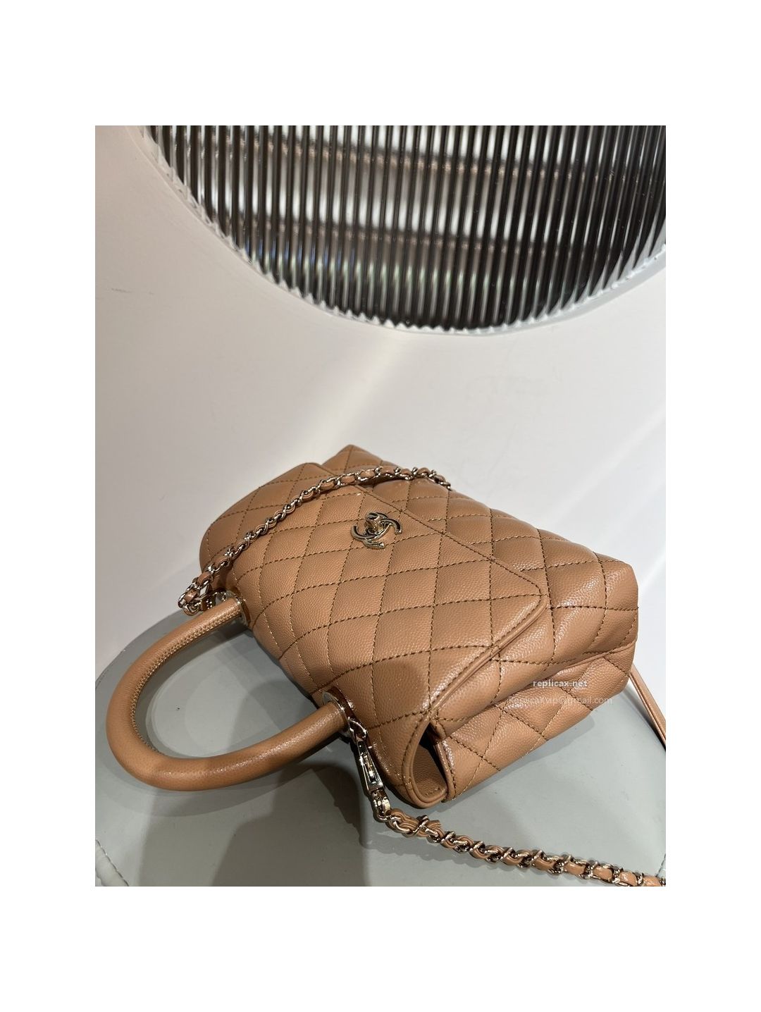 Chanel Coco Handle Small Milk Tea Caviar Light Gold Hardware