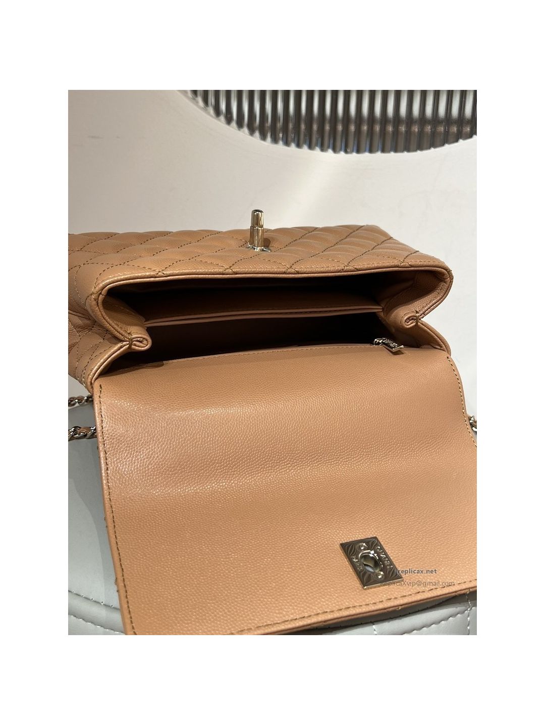 Chanel Coco Handle Small Milk Tea Caviar Light Gold Hardware