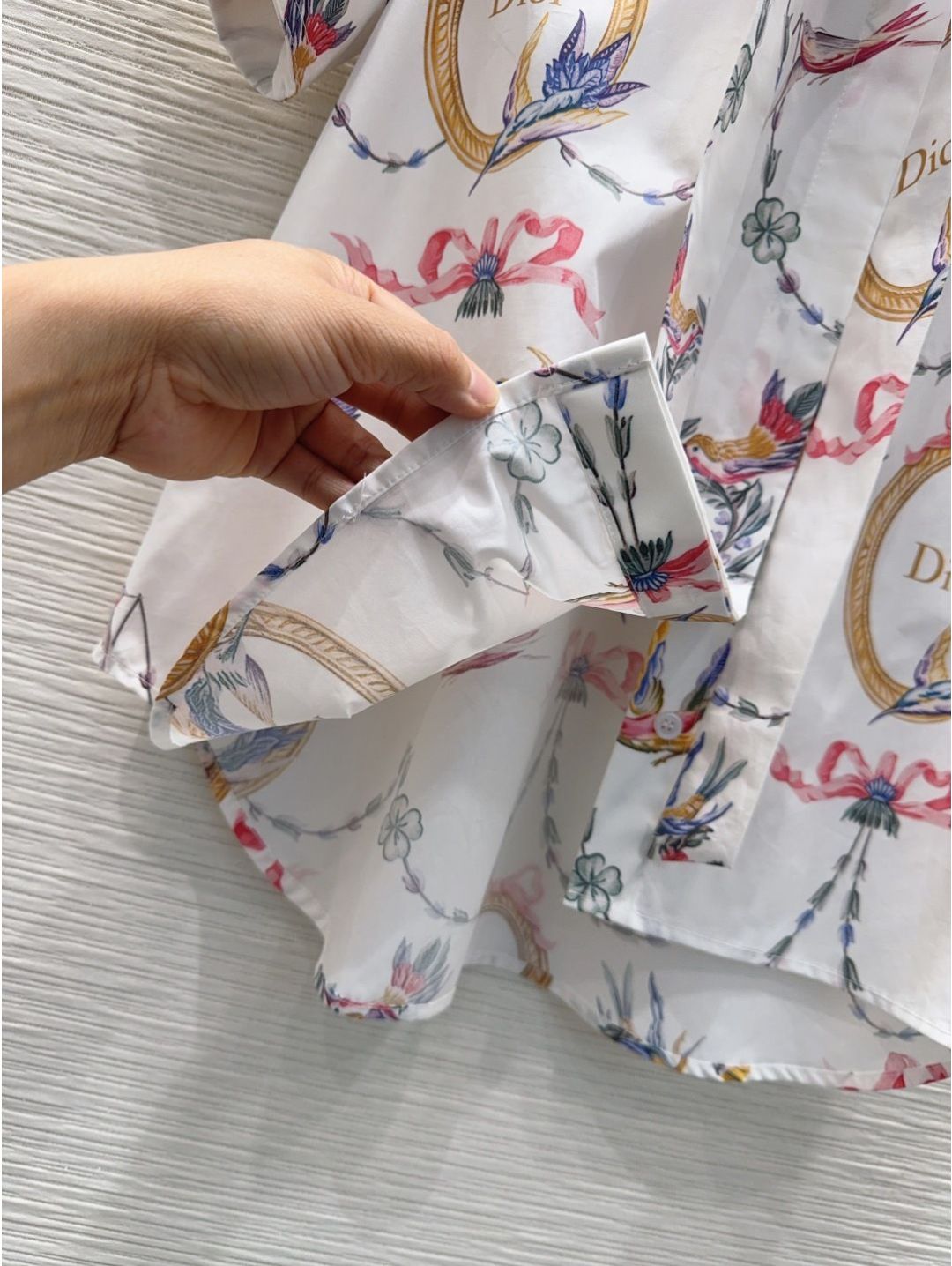 Dior Bow Puff Sleeve Blouse in Multicolor