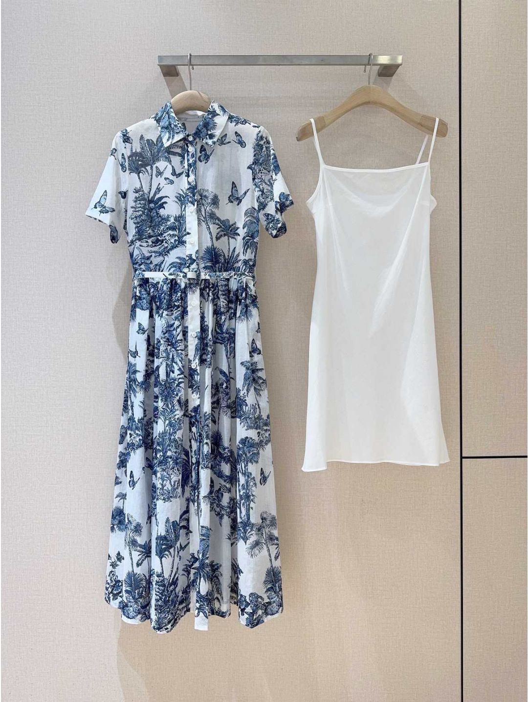 Dior Short Sleeve Floral Dress in White