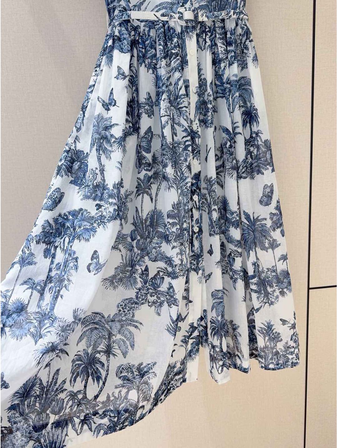 Dior Short Sleeve Floral Dress in White