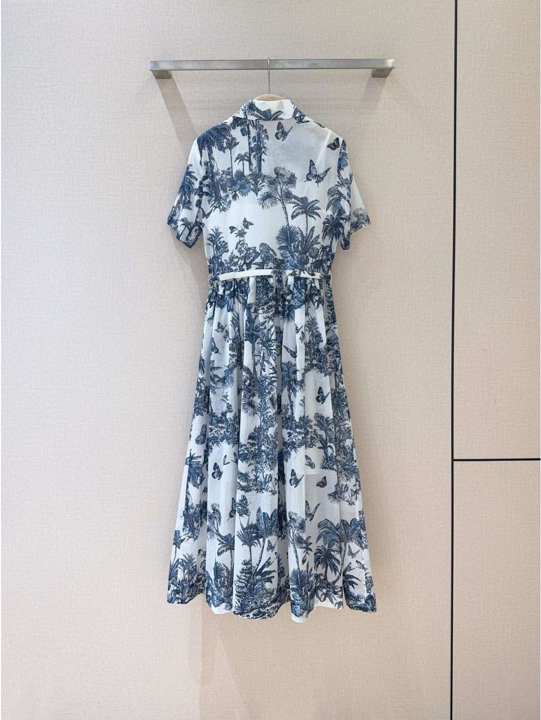Dior Short Sleeve Floral Dress in White