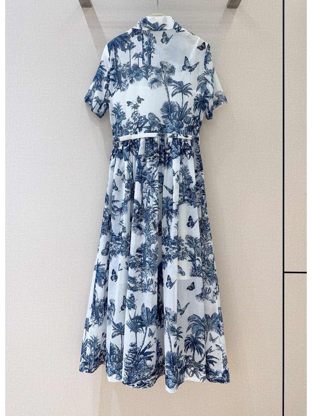 Dior Short Sleeve Floral Dress in White