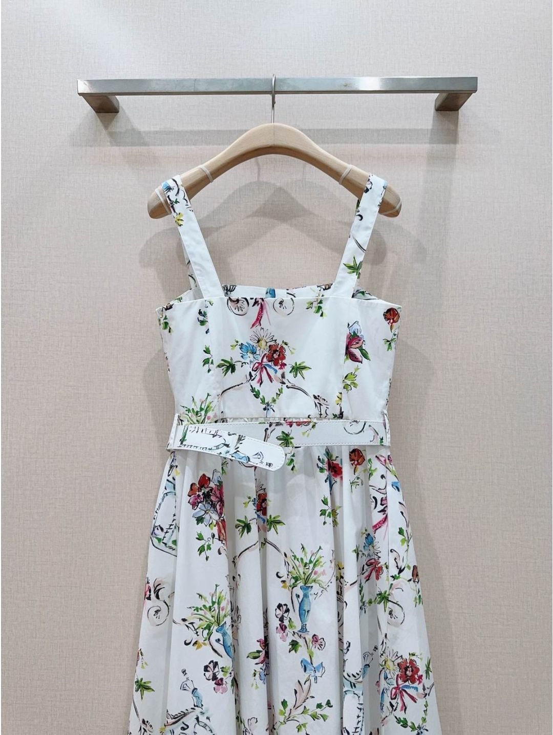 Dior Square Neck Floral Dress in Multicolor