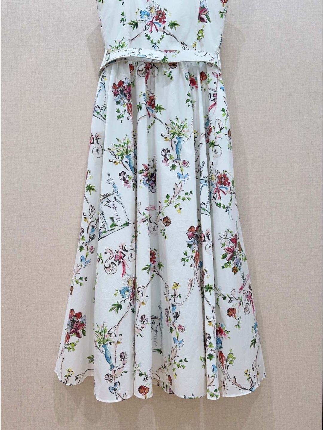 Dior Square Neck Floral Dress in Multicolor