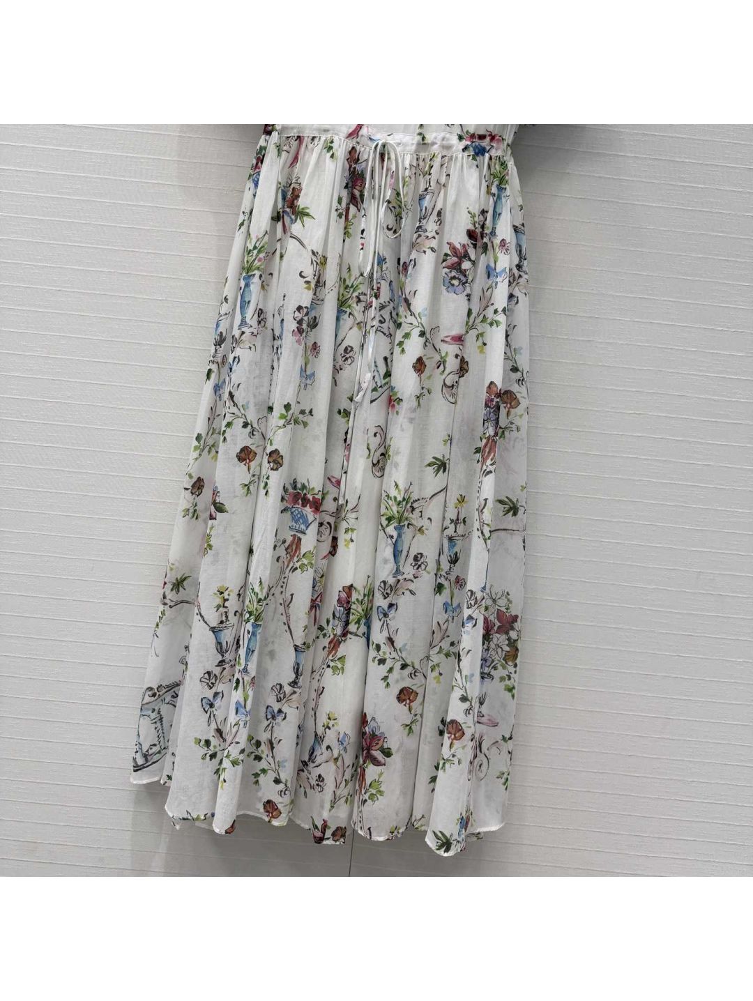 Dior Stand Collar Flutter Sleeve Dress in Multicolor