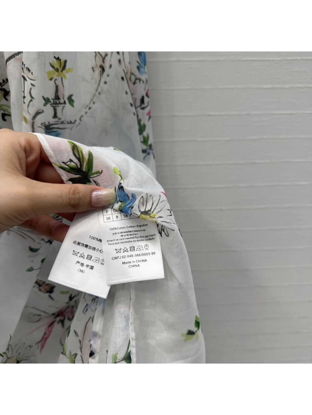 Dior Stand Collar Flutter Sleeve Dress in Multicolor