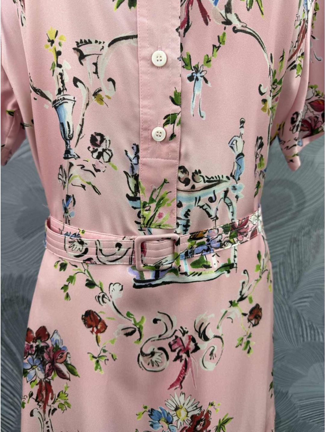 Dior Stand Collar Maxi Dress in Multicolor