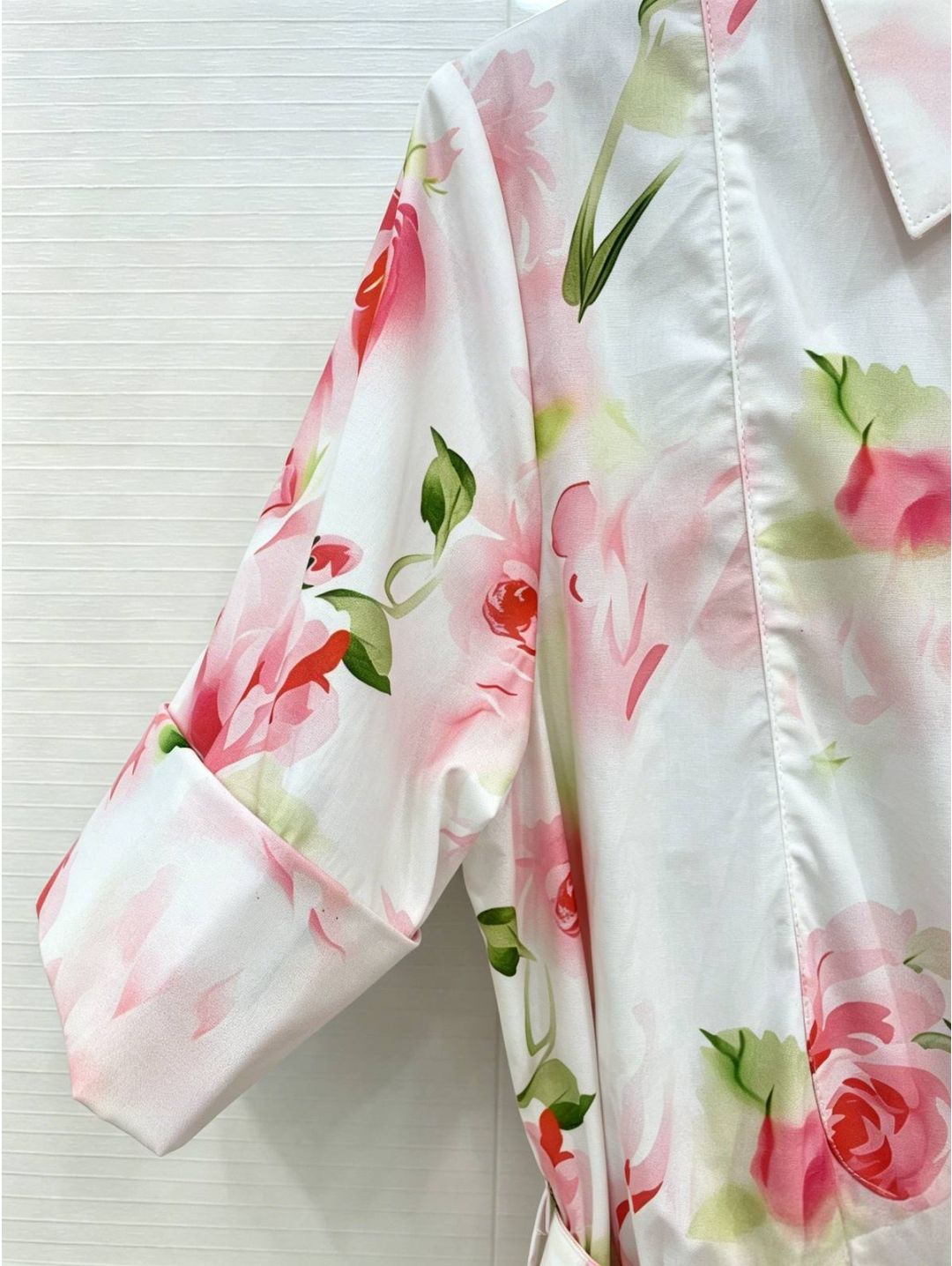 Dior Turn-Down Collar Floral Dress in Multicolor