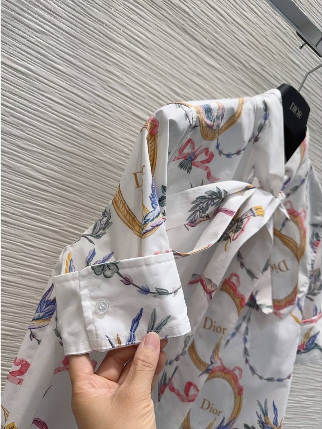 Dior Turn-Down Collar Ruffled Blouse in Multicolor