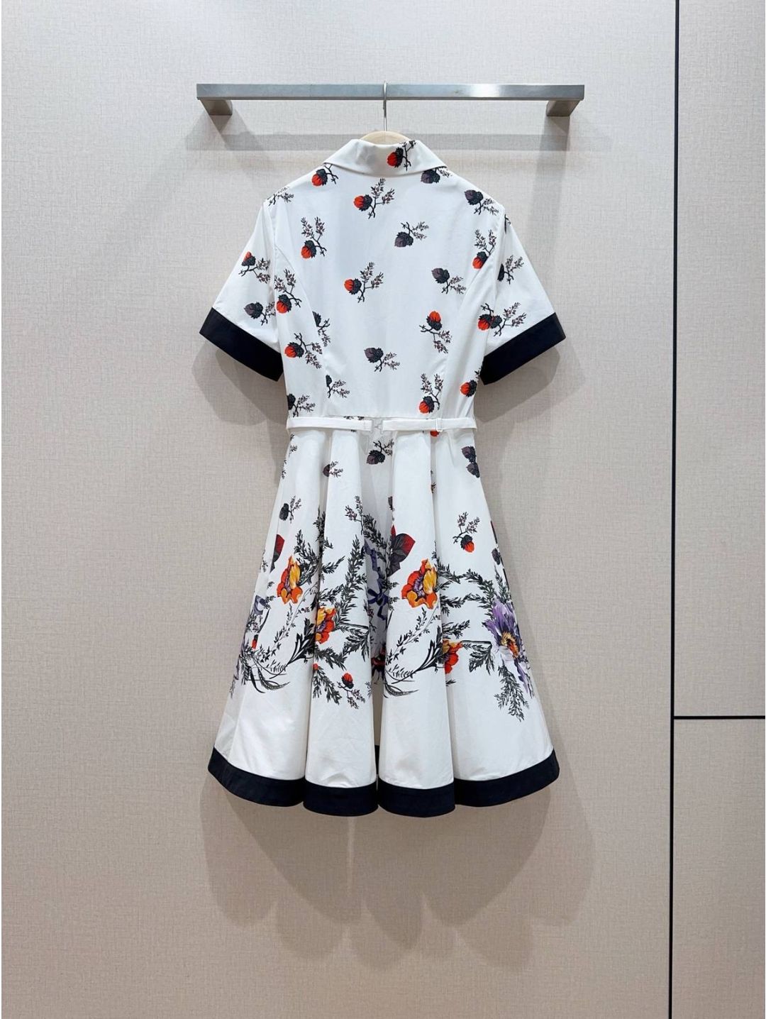 Dior Turn-Down Collar Short Sleeve Dress in Multicolor