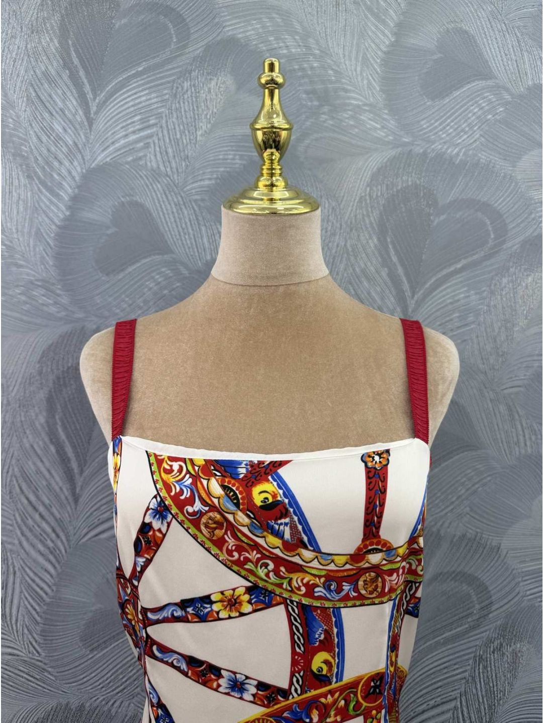 Dolce & Gabbana Silk Contrast-Trim Dress in Multicolor