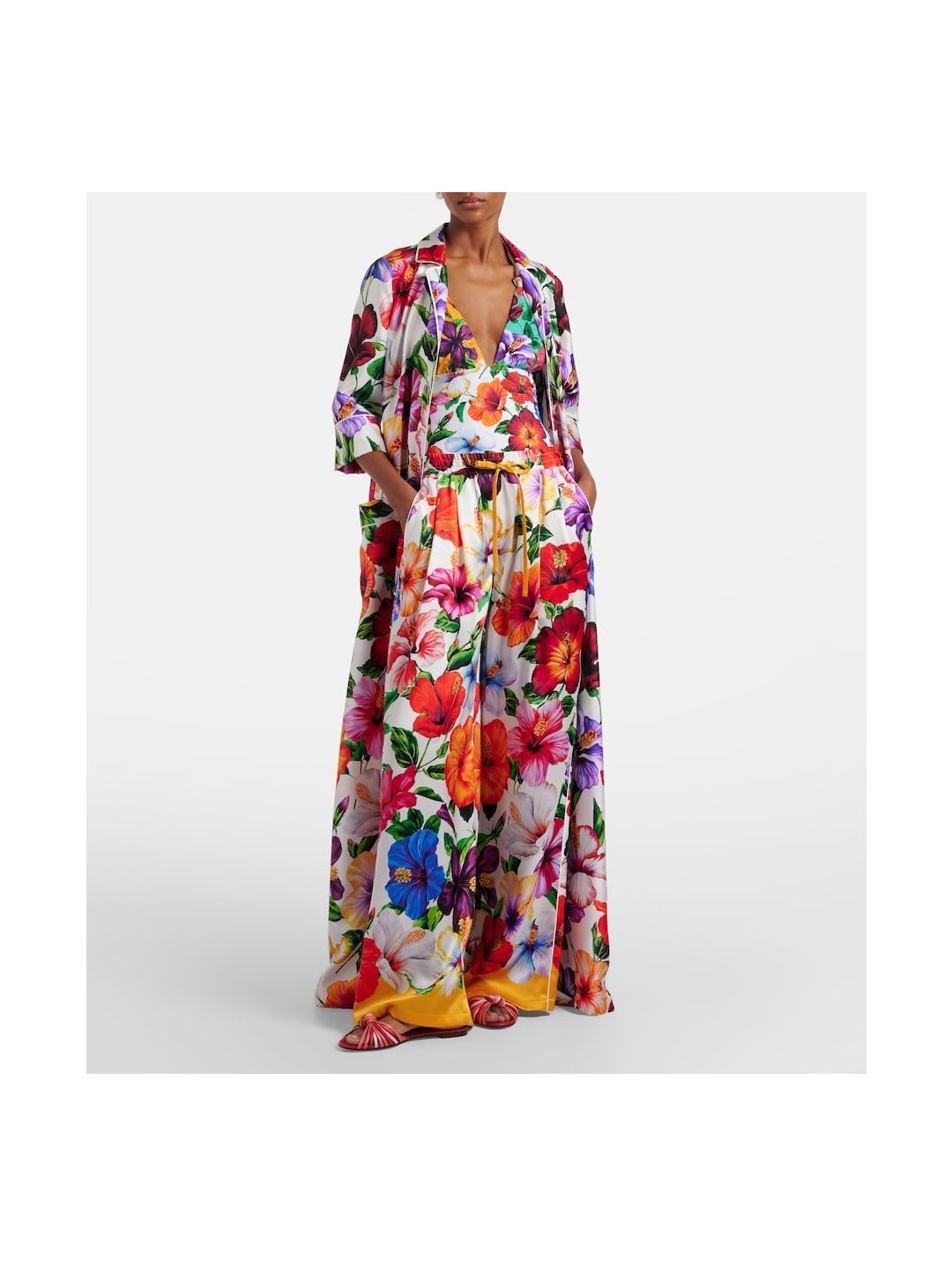 Dolce & Gabbana Silk Floral Pants in Multicolor