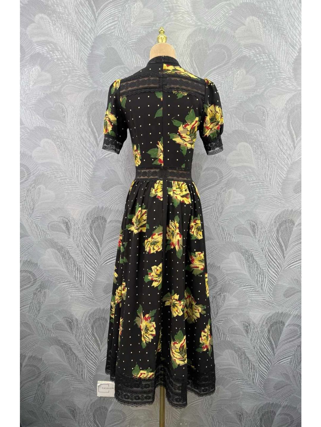 Dolce & Gabbana Stand Collar Short Sleeve Dress in Multicolor