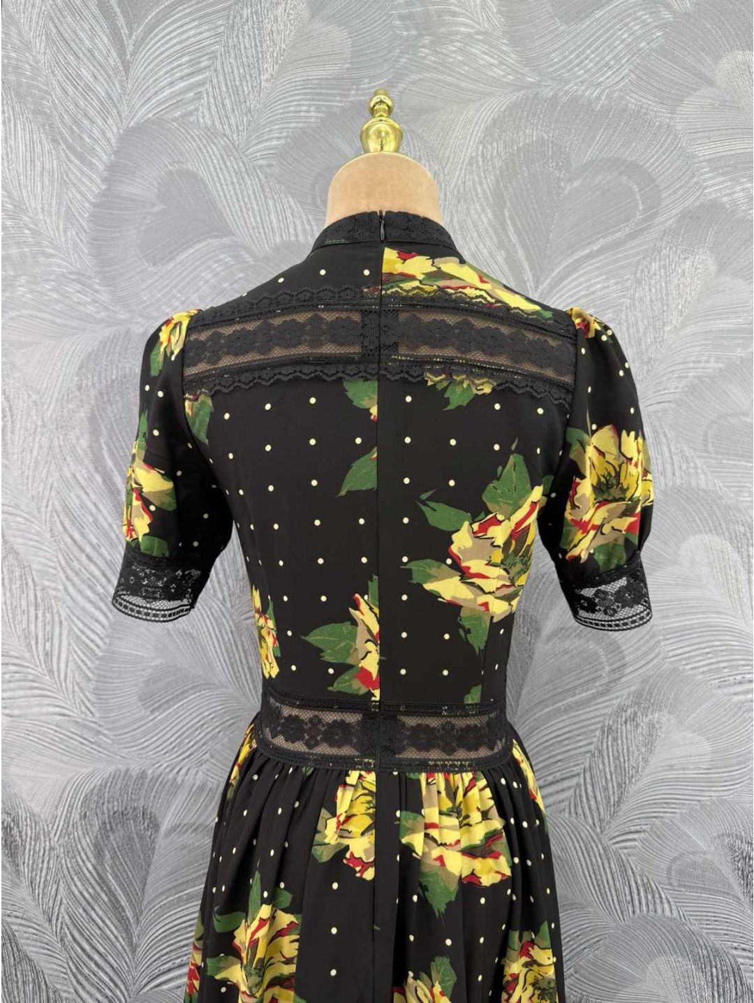 Dolce & Gabbana Stand Collar Short Sleeve Dress in Multicolor