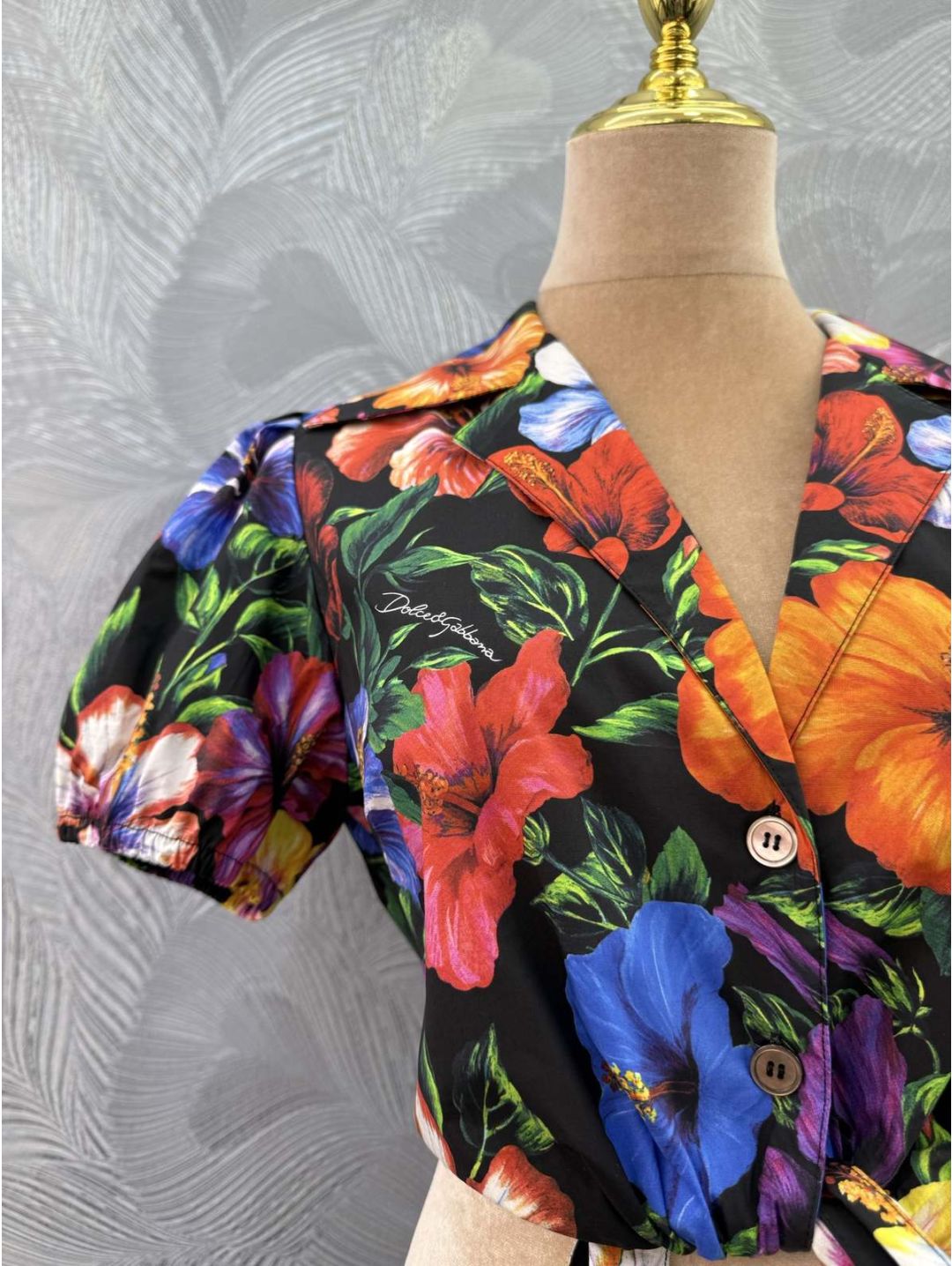 Dolce & Gabbana Turn-Down Collar Floral Top in Multicolor