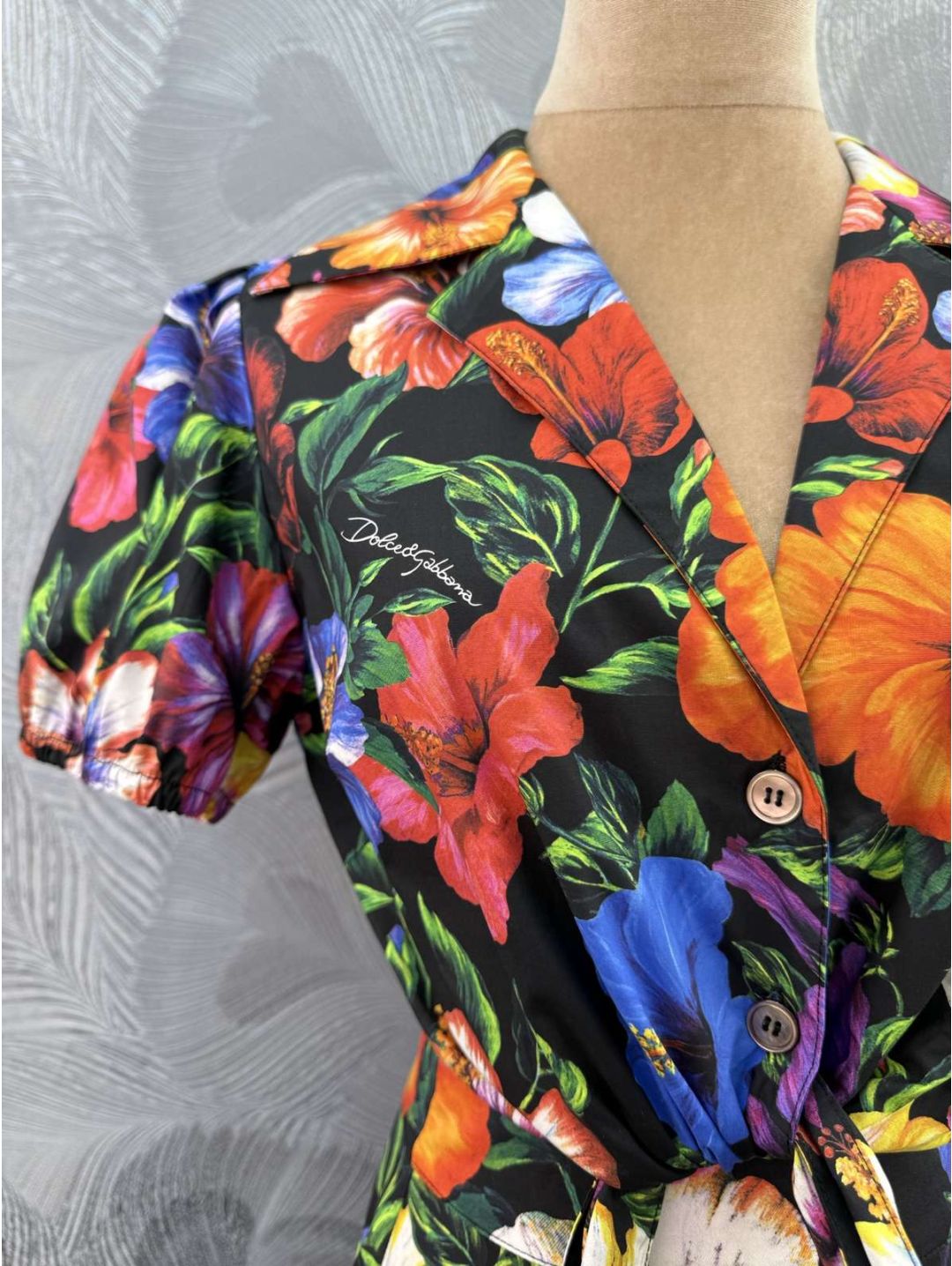 Dolce & Gabbana Turn-Down Collar Floral Top in Multicolor