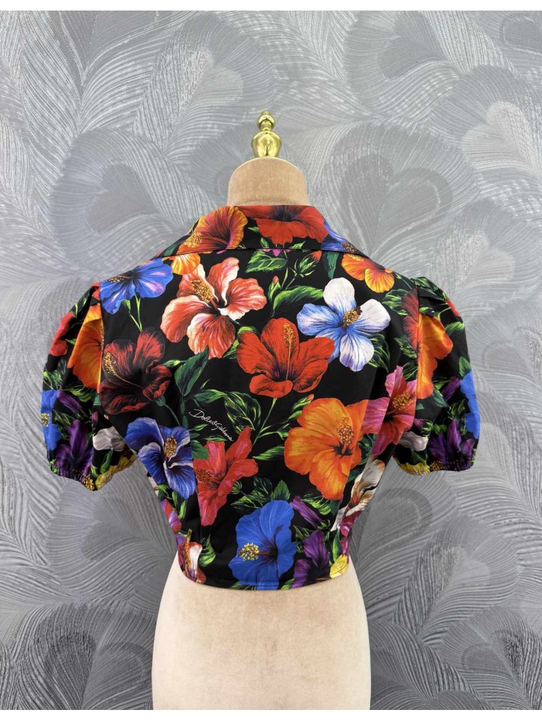 Dolce & Gabbana Turn-Down Collar Floral Top in Multicolor