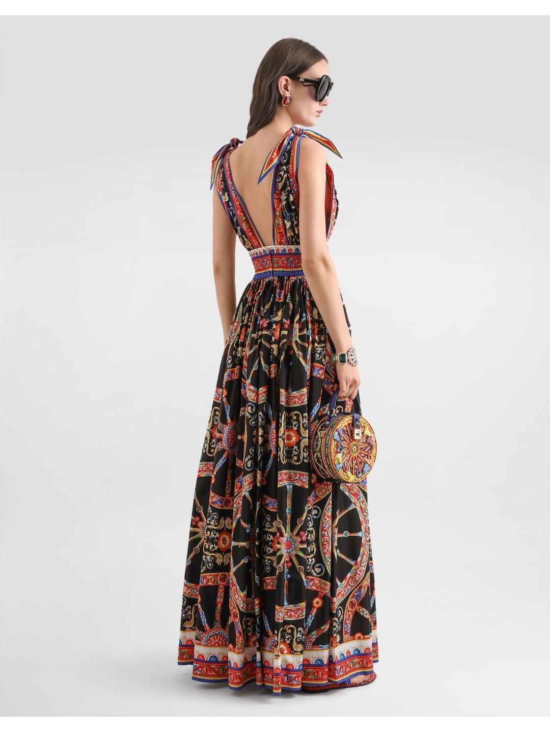 Dolce & Gabbana V-Neck Maxi Dress in Multicolor