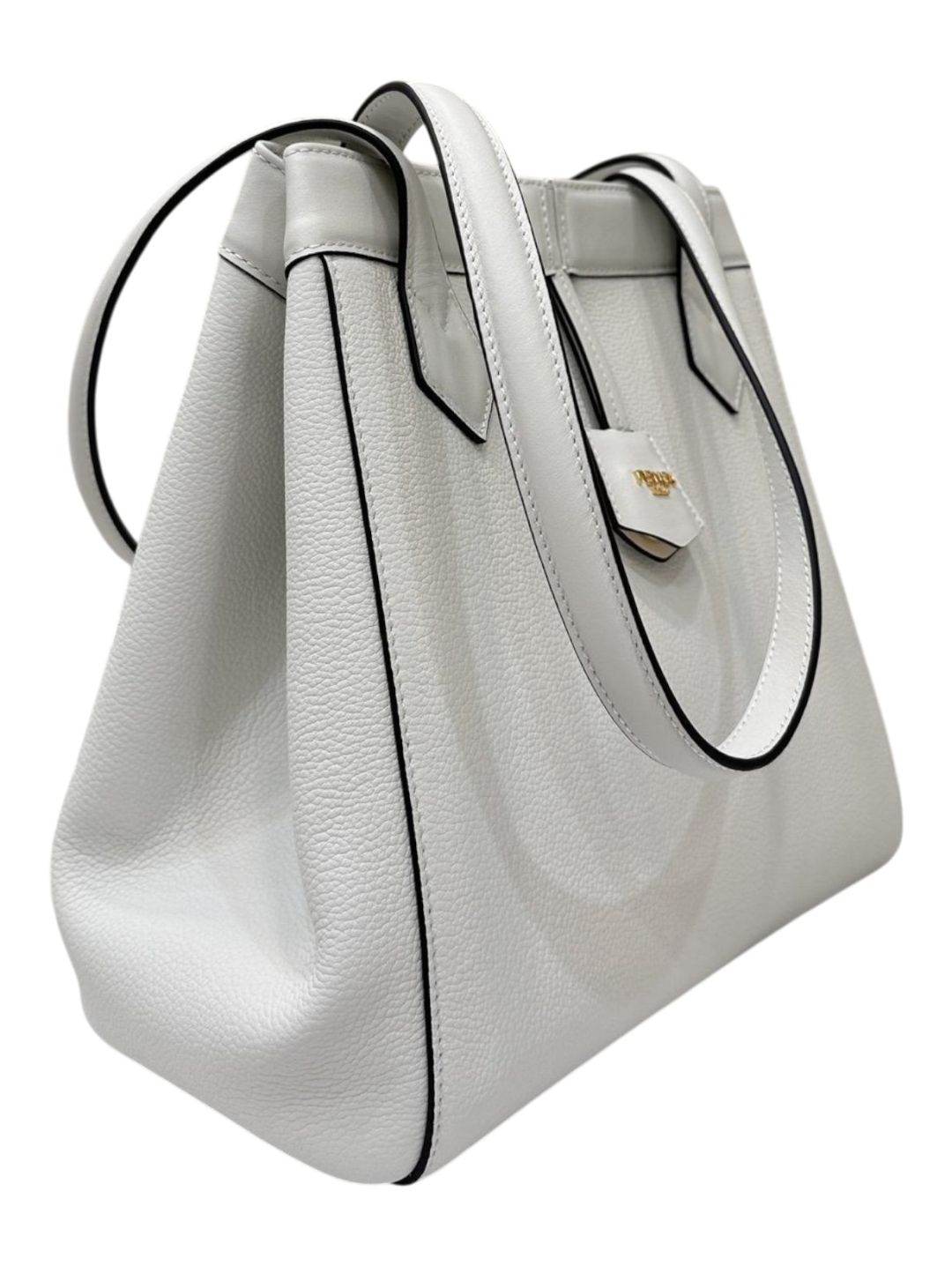Fendi Medium Origami Dove Off White Leather Shopper Bucket Shoulder Bag 8626A White 2523780