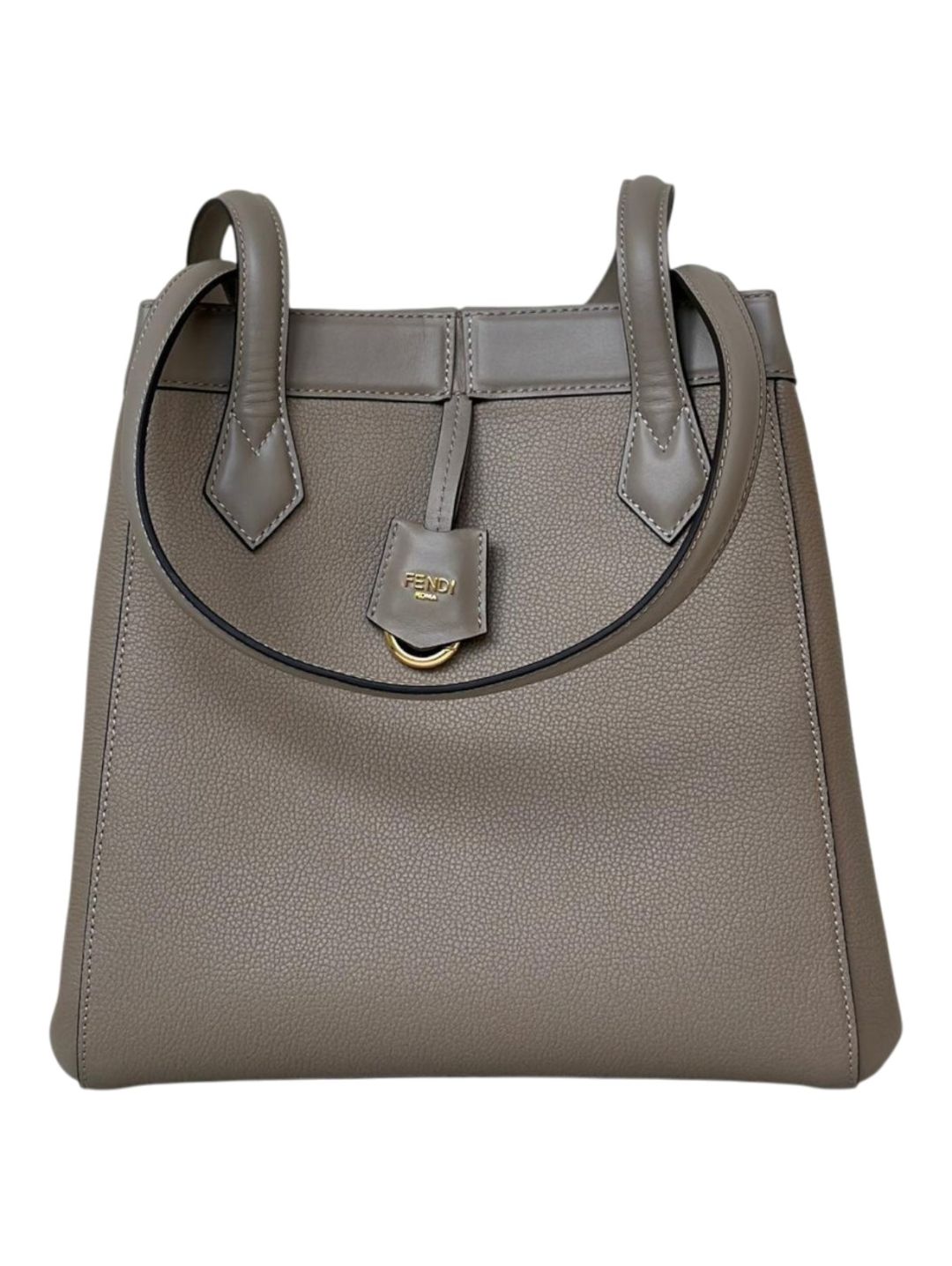 Fendi Medium Origami Gray Leather Shopper Bucket Shoulder Bag 8626A Gray 2523613