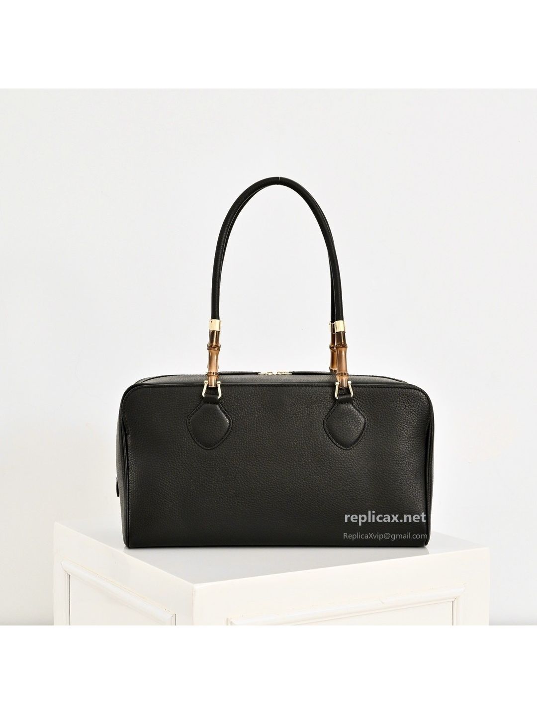 Gucci Bamboo Boston Bag Black Leather