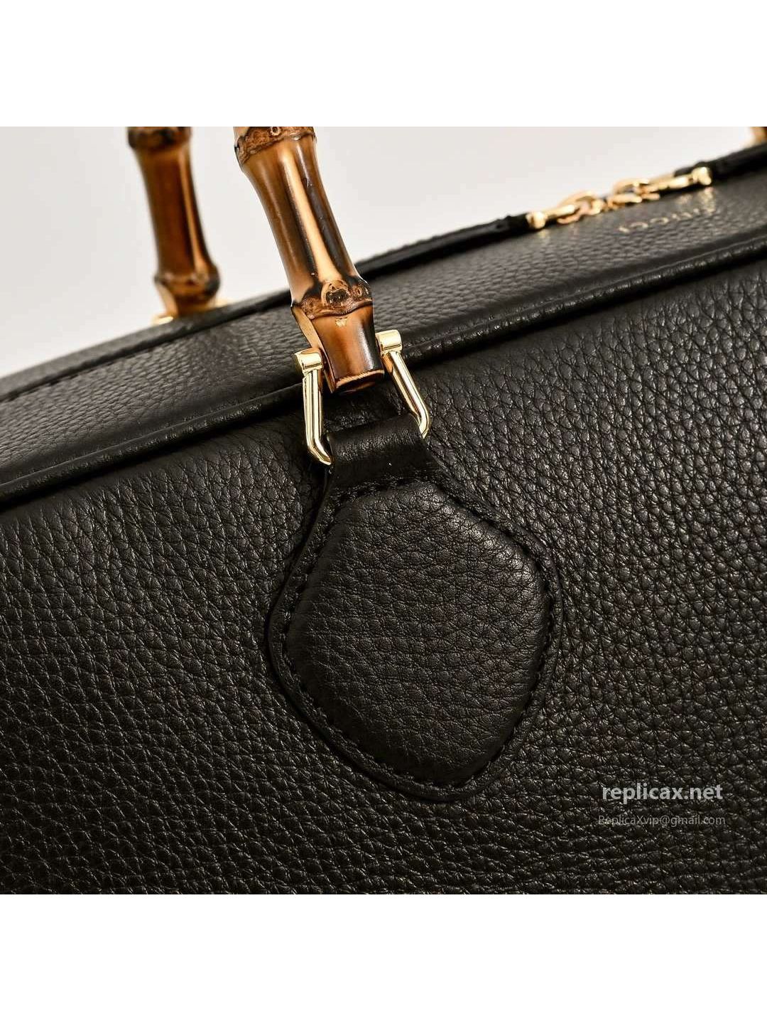 Gucci Bamboo Boston Bag Black Leather
