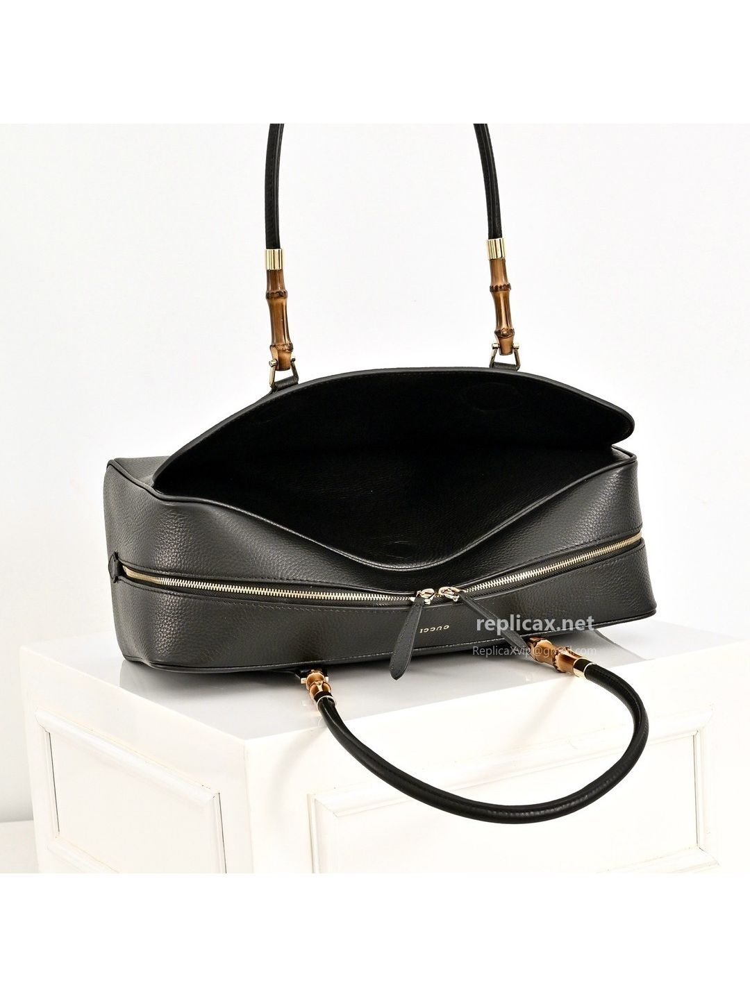 Gucci Bamboo Boston Bag Black Leather