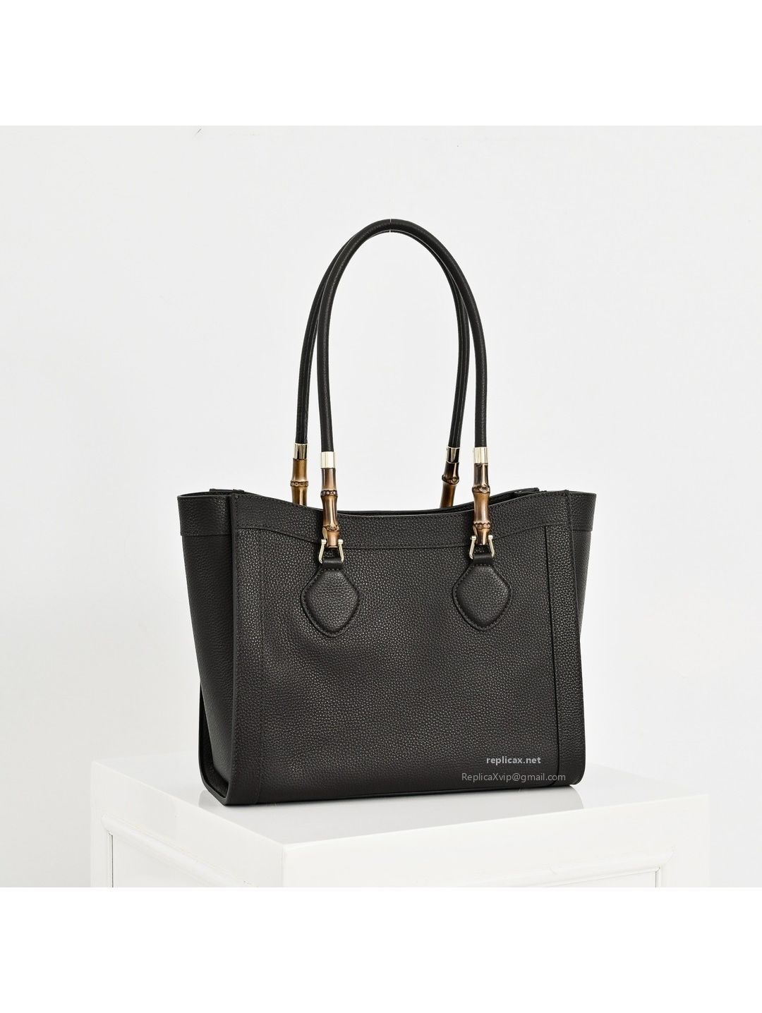 Gucci Bamboo Medium Tote Bag Black Leather