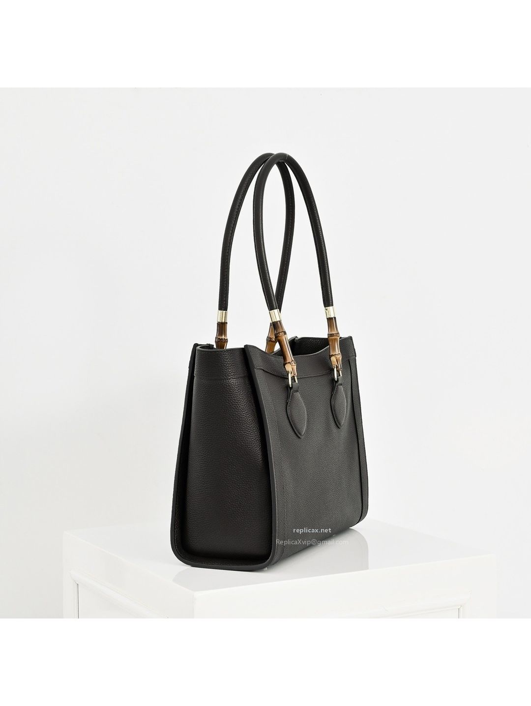 Gucci Bamboo Medium Tote Bag Black Leather
