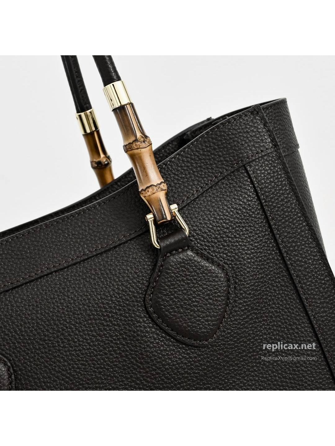 Gucci Bamboo Medium Tote Bag Black Leather