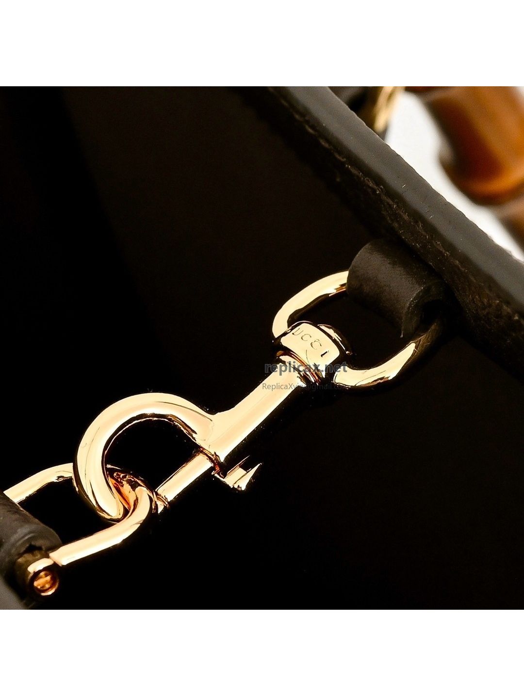 Gucci Bamboo Medium Tote Bag Black Leather