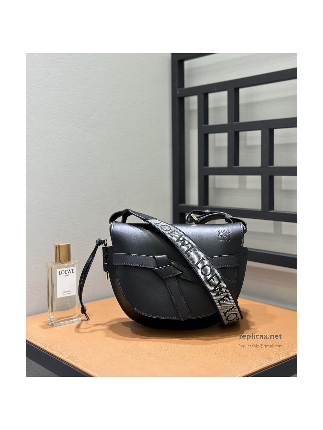 Loewe Gate Dual Small Bag Black Embroidered Strap