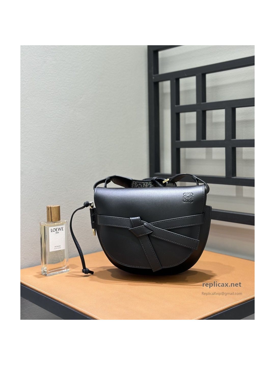 Loewe Gate Dual Small Bag Black Embroidered Strap