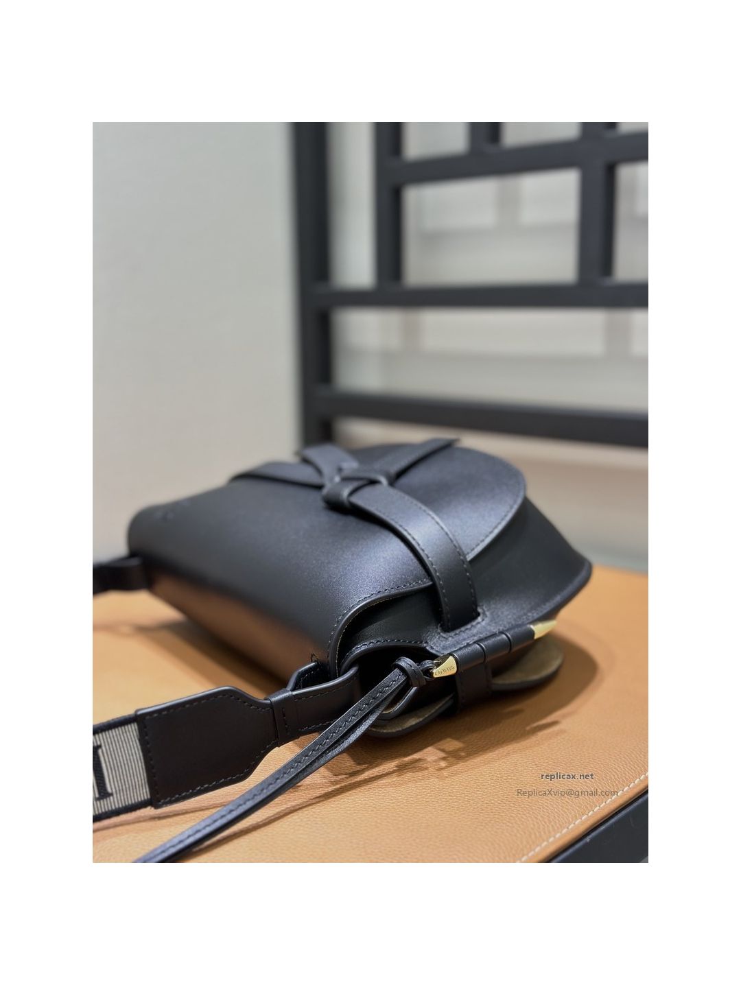 Loewe Gate Dual Small Bag Black Embroidered Strap