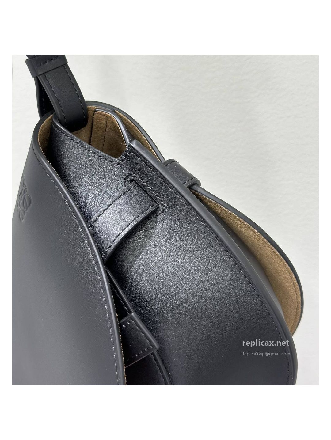 Loewe Gate Dual Small Bag Black Embroidered Strap